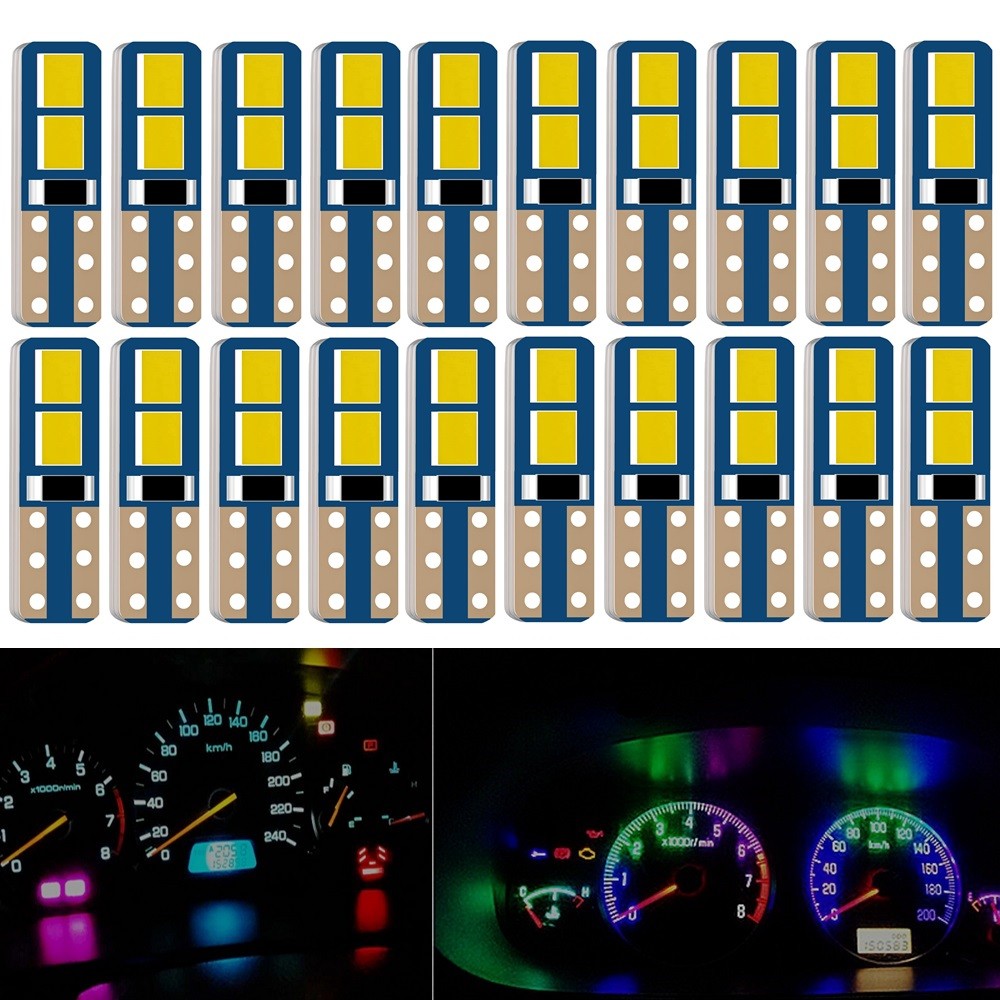 20pcs New T5 W3W W1.2W 70 73 74 79 85 Super Bright LED Bulb Car Dashboard Warming Indicator Wedge Light Automotive Tool Lamp 12V