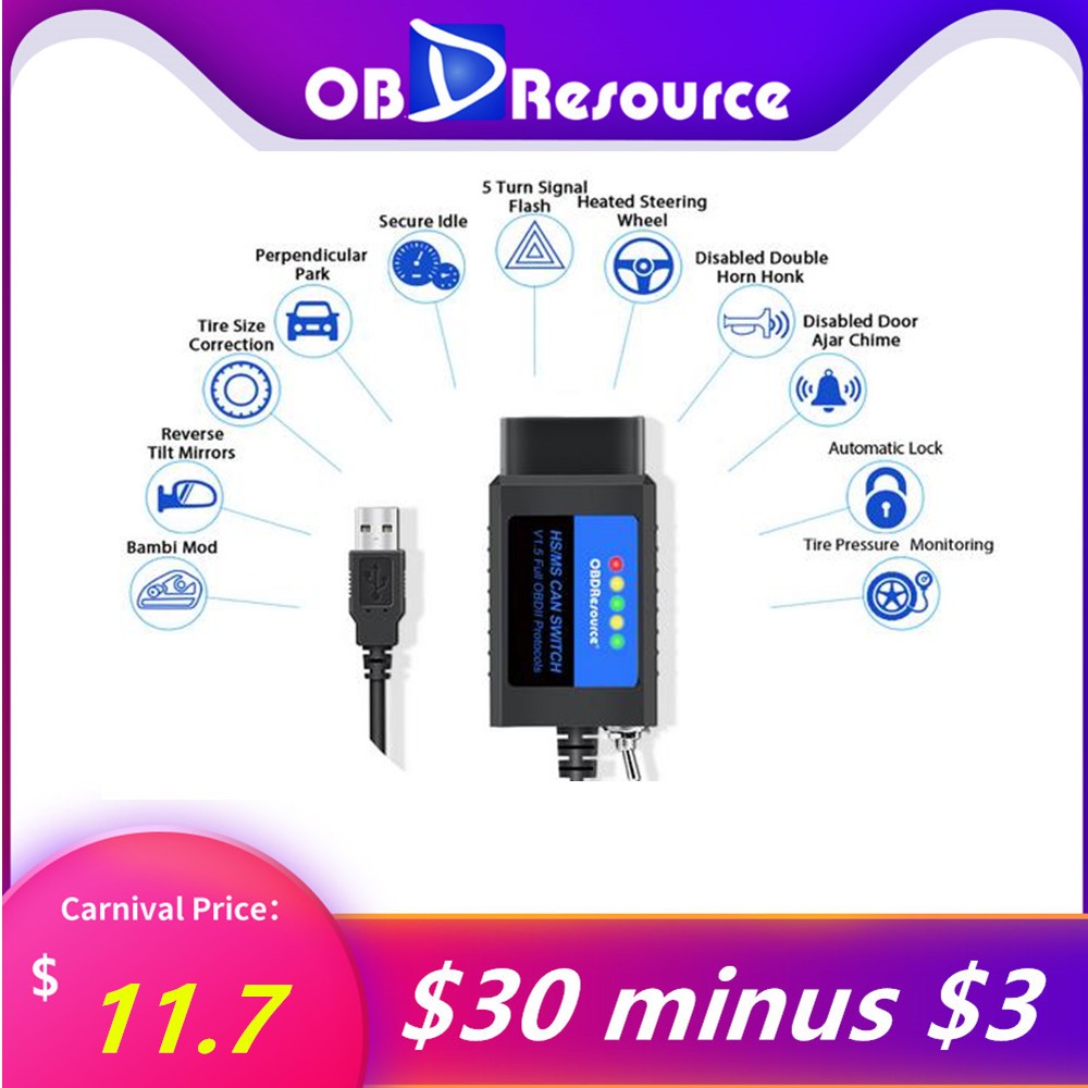 OBDResource ELM327 USB V1.5 FORScan for Ford Mazda Lincoln Mercury Coding ELMconfig FoCCCus HS MS CAN SWITCH F150 F250 F350 F450