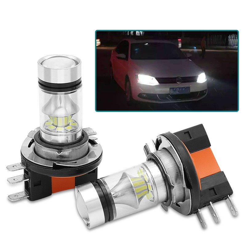 2pcs White Car H15 LED Fog Bulb Daytime Running Lights For Audi A5 A6 Q7 BMW Mercedes-Benz Volkswagen Jetta Golf/GTi Tiguan