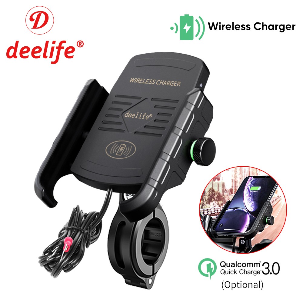 Deelife Motorcycle Mobile Phone Holder Smartphone Support Motorcycle Moto Motor Handlebar Mount Holder with Wireless Charger