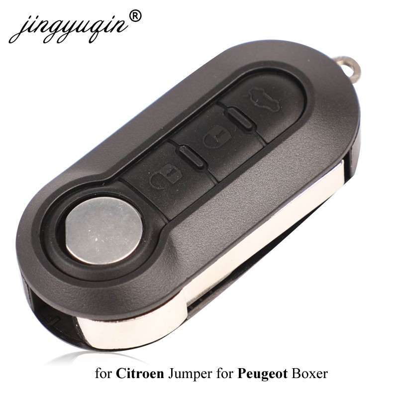 jingyuqin 3 Buttons Flip Remote Folding Key Fob Shell For Citroen Jumper Fit Peugeot Boxer 2008-2015 Replacement Case