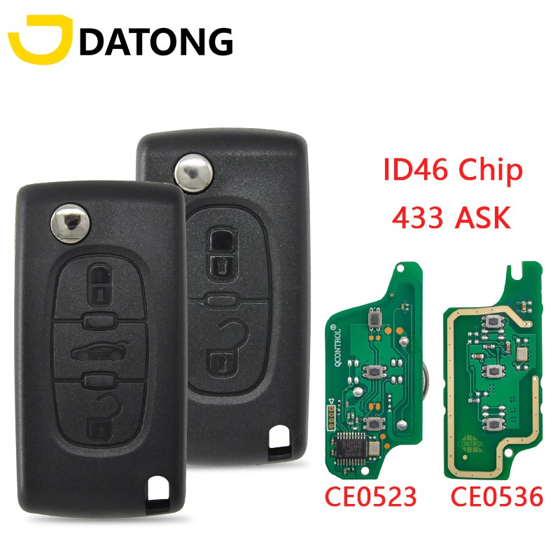 World Datong Car Remote Key for Peugeot 307 308 2009 408 407 207 2007 SW Citroen C2 C3 CE0536 433 Ask PCF7961 Replacement Samrt Key