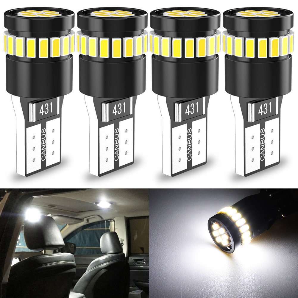 Canbus W5W T10 LED Car Light, Interior Light, Dome Light, White Light, Red, Orange, Blue, 4pcs, 12V