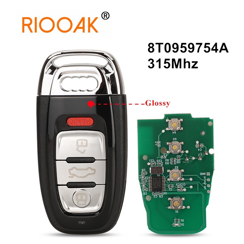 4 Button 315Mhz Remote Smart Car Key For Audi Q5 A4L A5 A6 A7 A8 RS4 RS5 S4 S5 Semi Keyless Entry Shiny Blade 8T0959754A