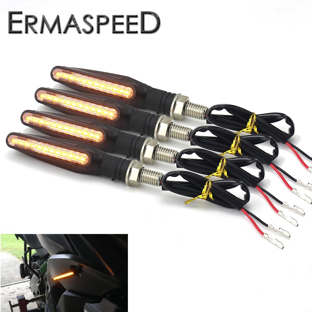 4pcs Universal LED Motorcycle Turn Signal Light 12V IP68 Waterproof Amber Flasher Indicator Blinker Tail Lights Lamp Accessories