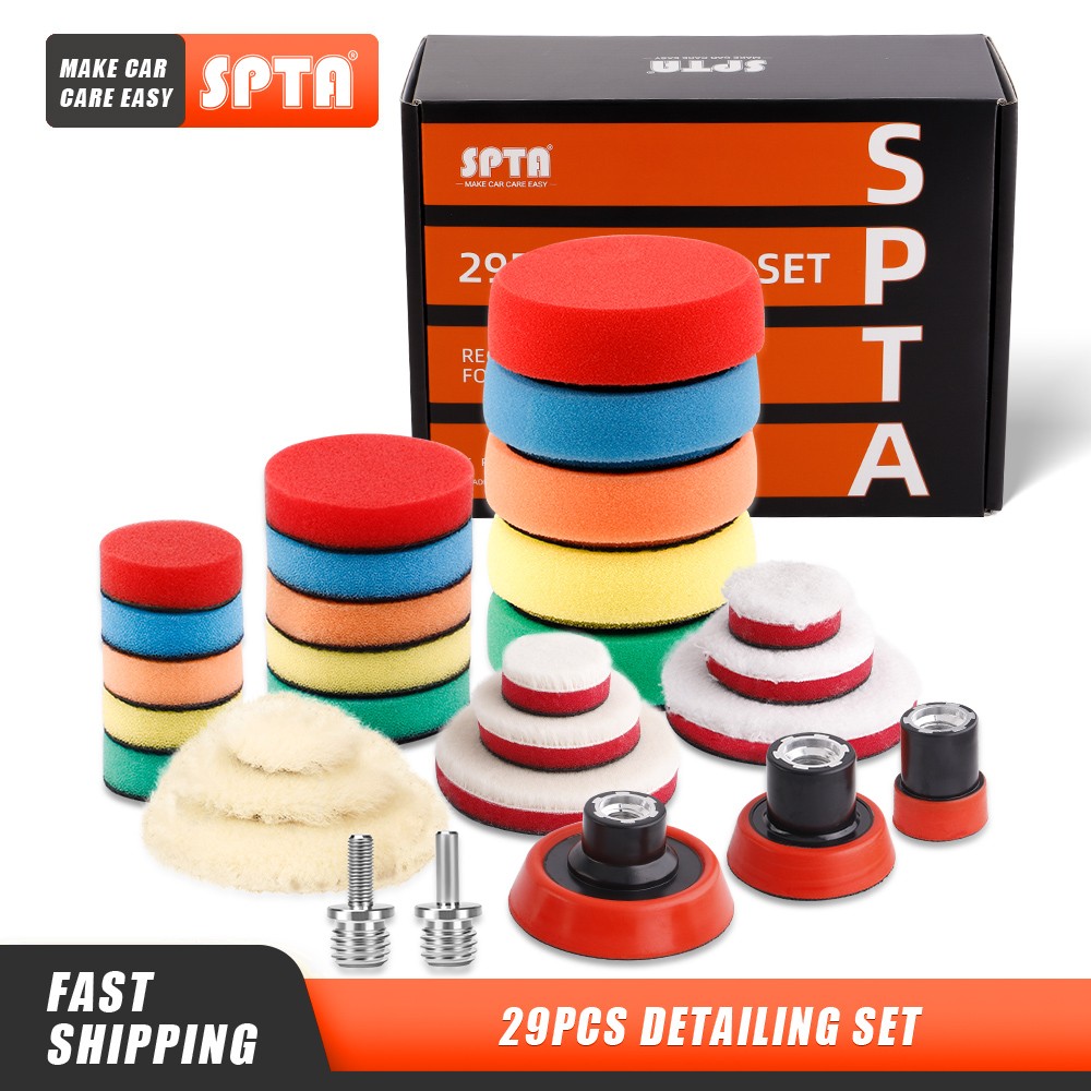 (Wholesale 1 set and 5 sets) SPTA 1 inch 2 inch 3 inch polishing pad set pad wool waxing sponge car polish buffing pad