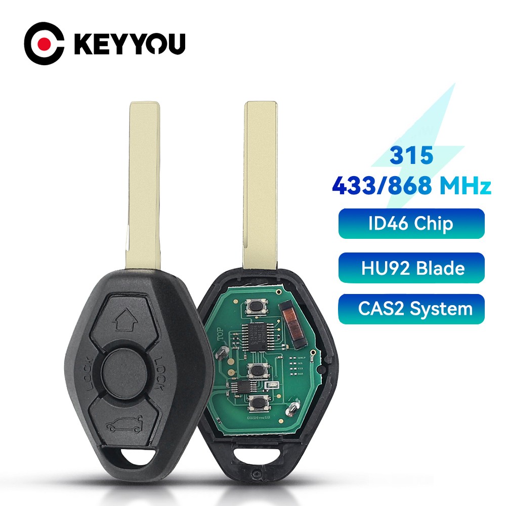 KEYYOU CAS2 Car Remote Key System For BMW CAS2 5 Series E46 E60 E83 E53 E36 E38 868Mhz With ID46 Chip HU92 Blade