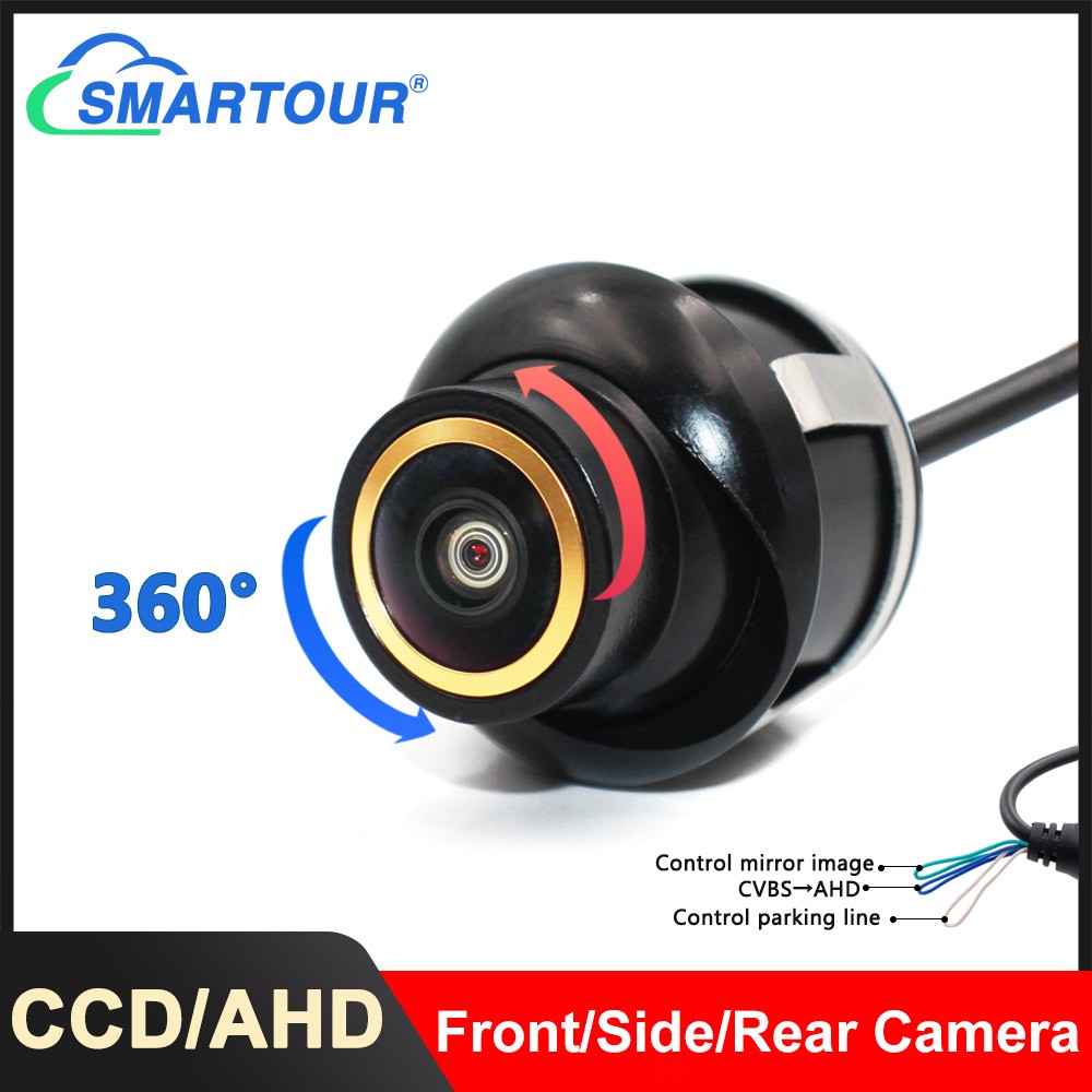 Smartour CCD AHD Car Camera 360 Degree Fisheye Lens Starry Night Vision HD Vehicle 22.5mm Punch Front Side Rear View Camera