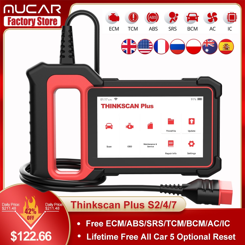 THINKCAR thinkecast Plus S2/S4/S7 OBD2 Scanner ABS SRS 28 Automotive Diagnostic Reset Professional Service Automotive Code Reader