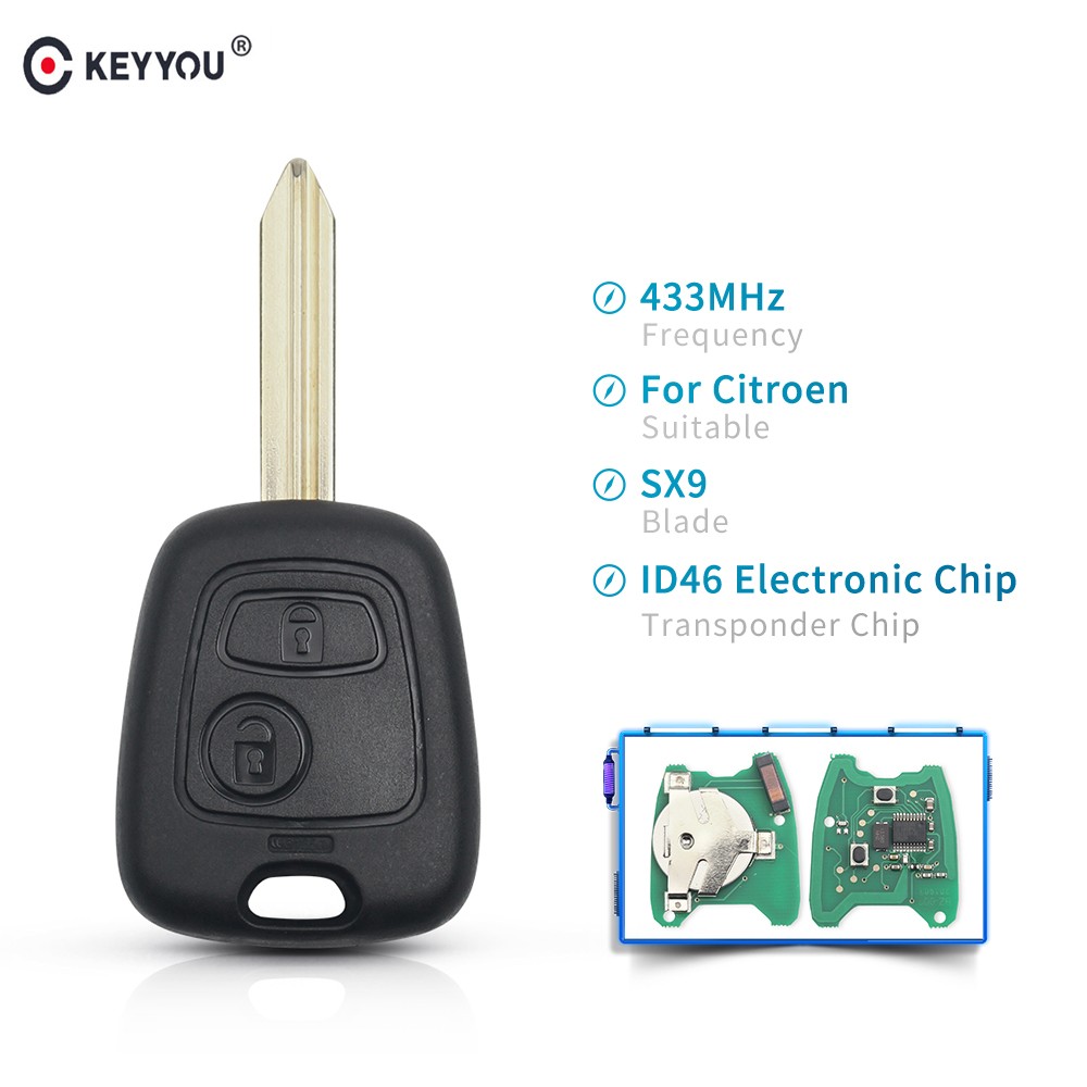 KEYYOU Car Remote Control Key 2 Buttons 433Mhz For Citroen Saxo Picasso Xsara Berlingo SX9 Blade