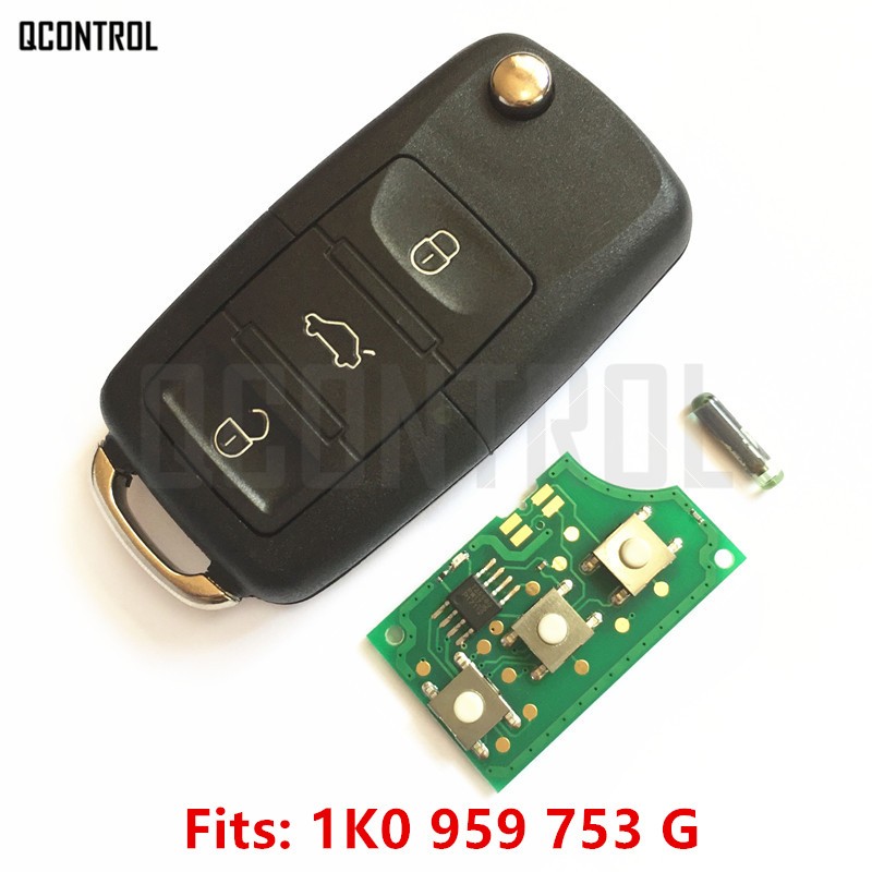 QCONTROL Car Auto Remote Key DIY For VW/Volkswagen Caddy/EOS/Golf/Jetta/Sirocco/Tiguan/Touran 1K0959753G/HLO 1K0 959 753G