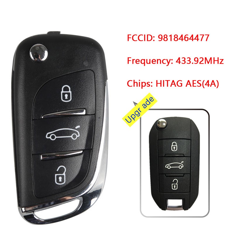 CN009048 Peugeot 308 4008 Citroen Aircross C3 C5 C6 3 Buttons 4A Chip Remote Flip Key Folding Car Key 433MHz HUF8435