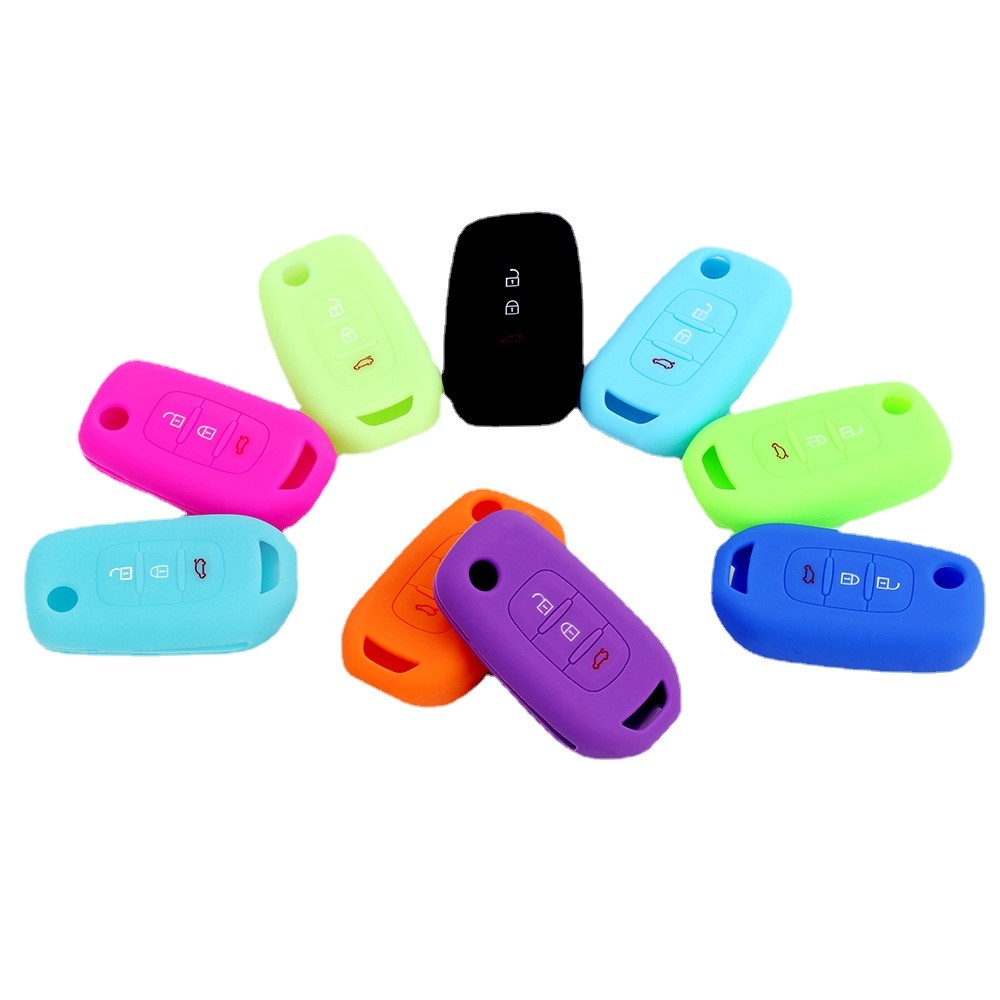 Silicone Car Flip Key Case For Renault Kadjar Captur Megane Sandero Stepway Logan Clio 5 Arkana 2020 2021 Remote Keyless Cover