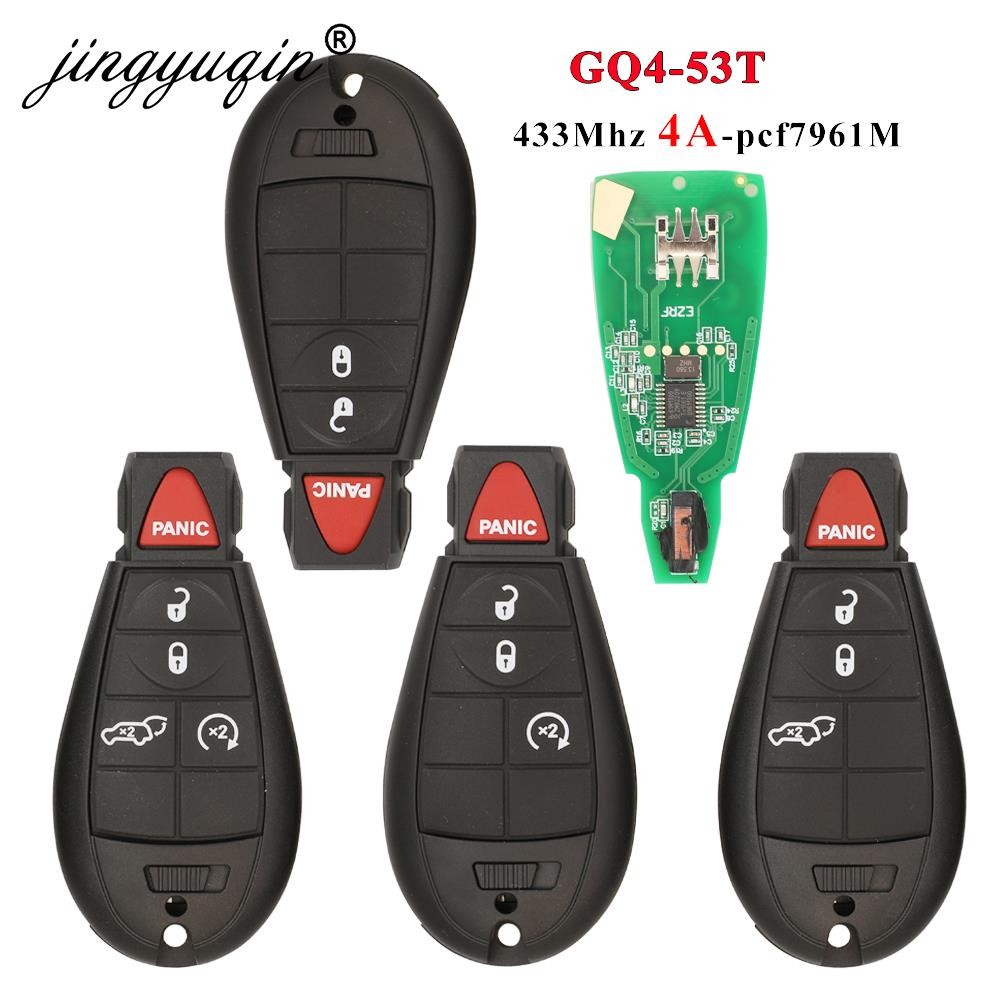 jingyuqin GQ4-53T Fobik Remote Car Key Fob 433MHz 4A Chip For Dodge Ram Jeep Cherokee Sport KL Chrysler Town & Country 2014+