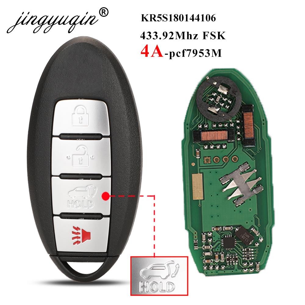 jingyuqin S180144106 433MHz 4A-PCF7953M Keyless Smart Car Remote Fob for Nissan Rogue X-Trail 2014 2015 2016 KR5S180144106