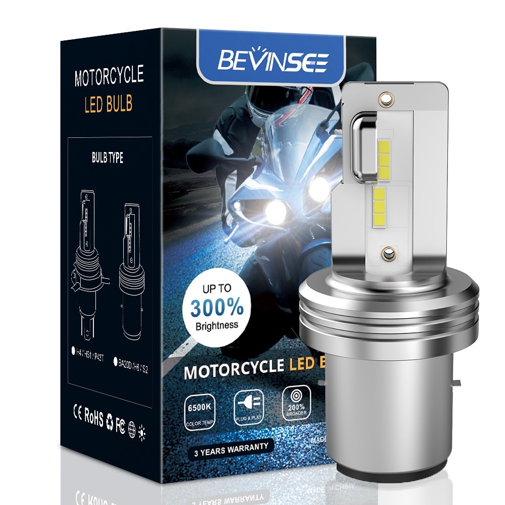 Bevinsee BA20D LED Motorcycle Headlight H4 Led Moto Bulbs 12V 3000LM 36W 6000K White High Low Beam Motorcycle Headlamp