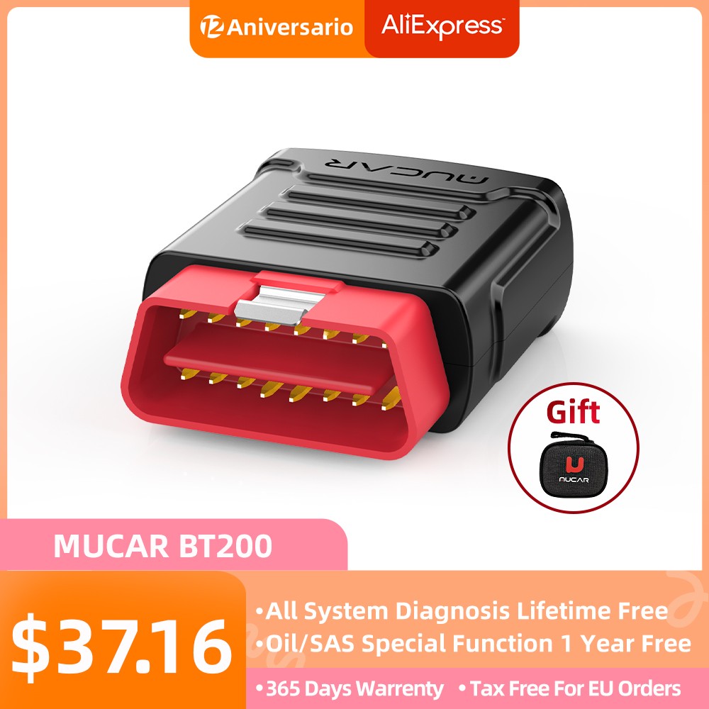 MUCAR BT200 Obd2 Free Lifetime Diagnostic Tools All Car Scanner For Cars Full System Oil SAS Bluetooth Obd 2 Tester PK Thinkdiag