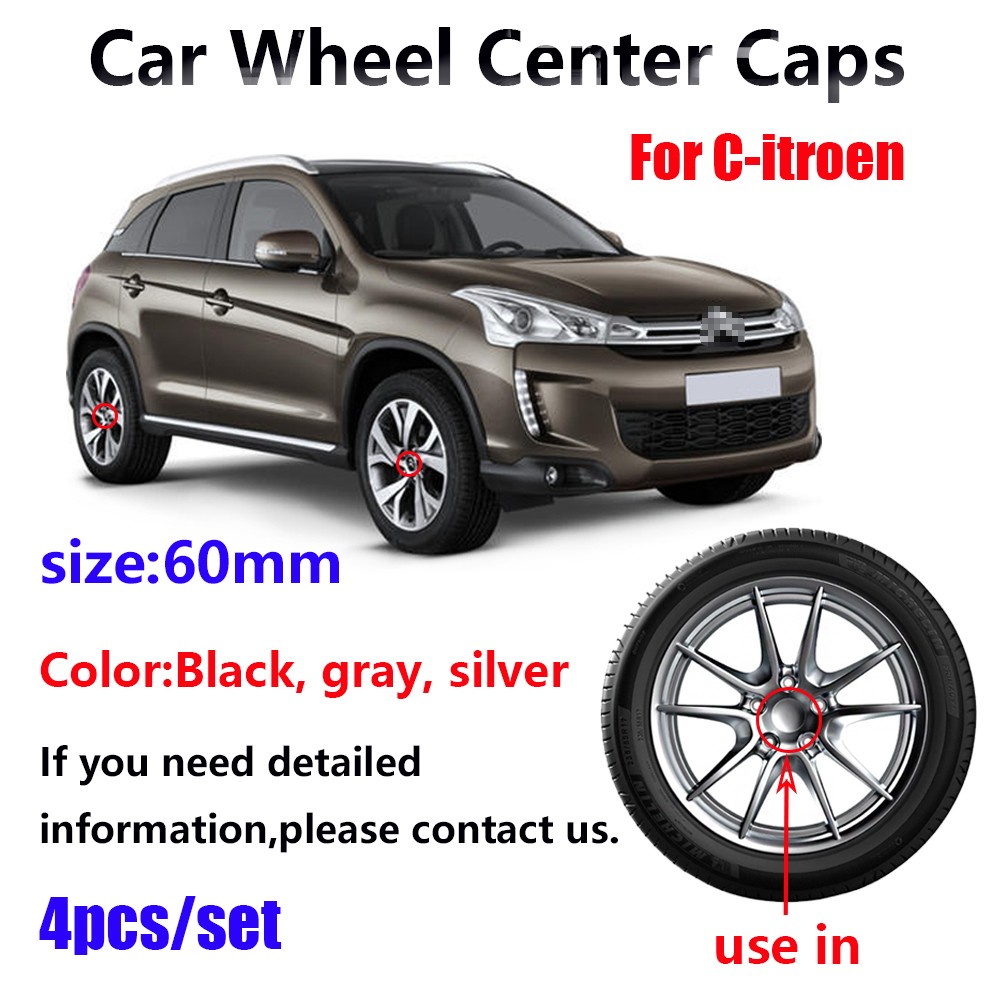 4pcs 60mm 4 Pin Car Styling Auto Car Wheel Center Hub Caps Rim Caps Covers Emblem for Citroen C3 C4 C5 C6 C-Quatre Accessories