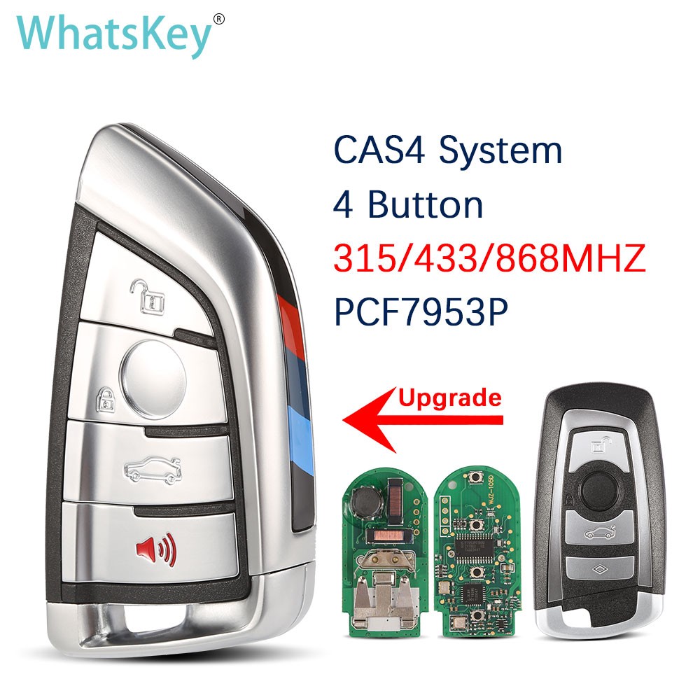 Whatsky New Upgrade 4 Buttons Car Remote Key 315/433/868MHz PCF7953 Chip for BMW CAS4 CAS4+ System F30 F20 F10 X5 X6 Smart Key