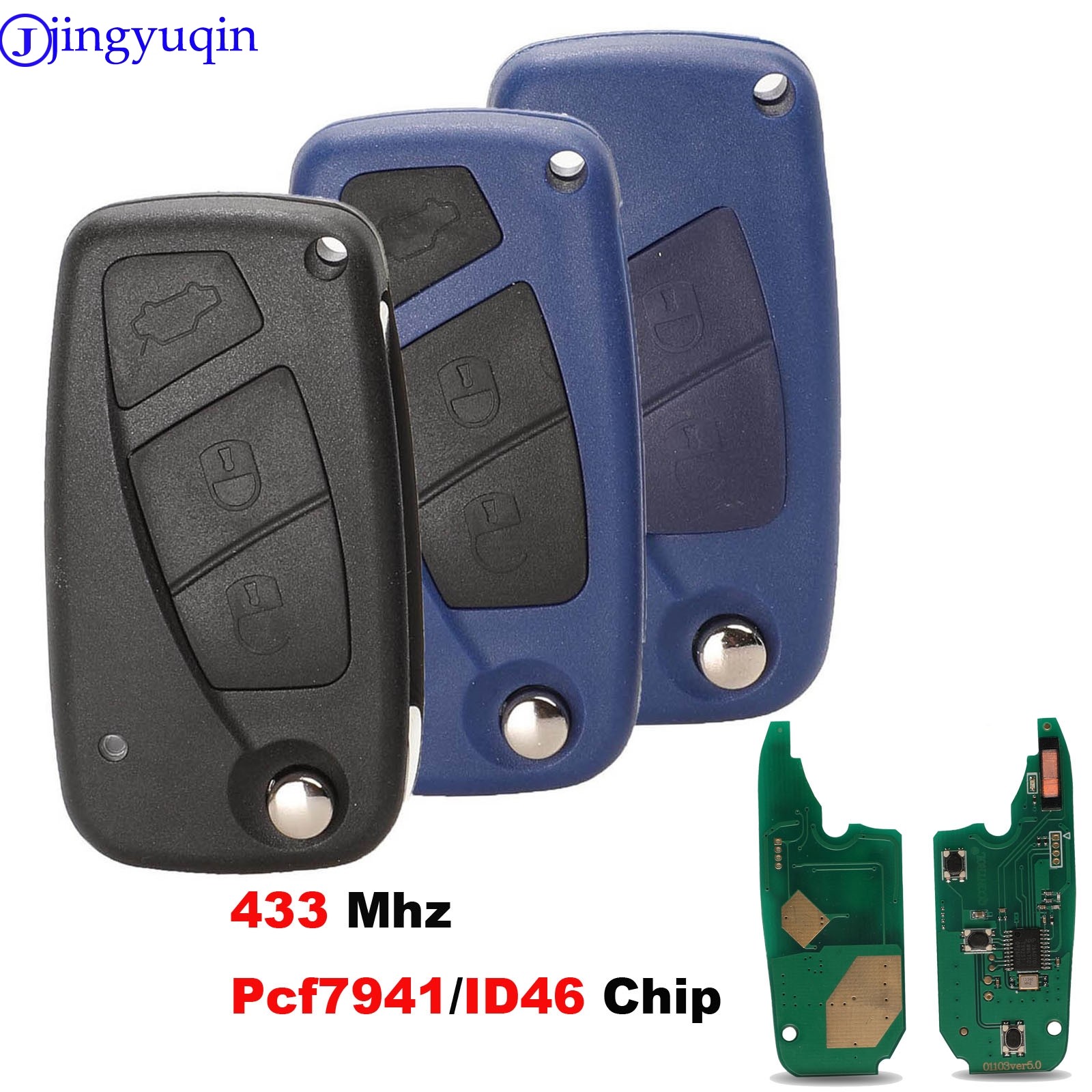 jingyuqin Remote ASK 433Mhz Pcf7941 With ID46 Chip For Fiat Punto Ducato Stilo Panda 2/3 Buttons Key Control