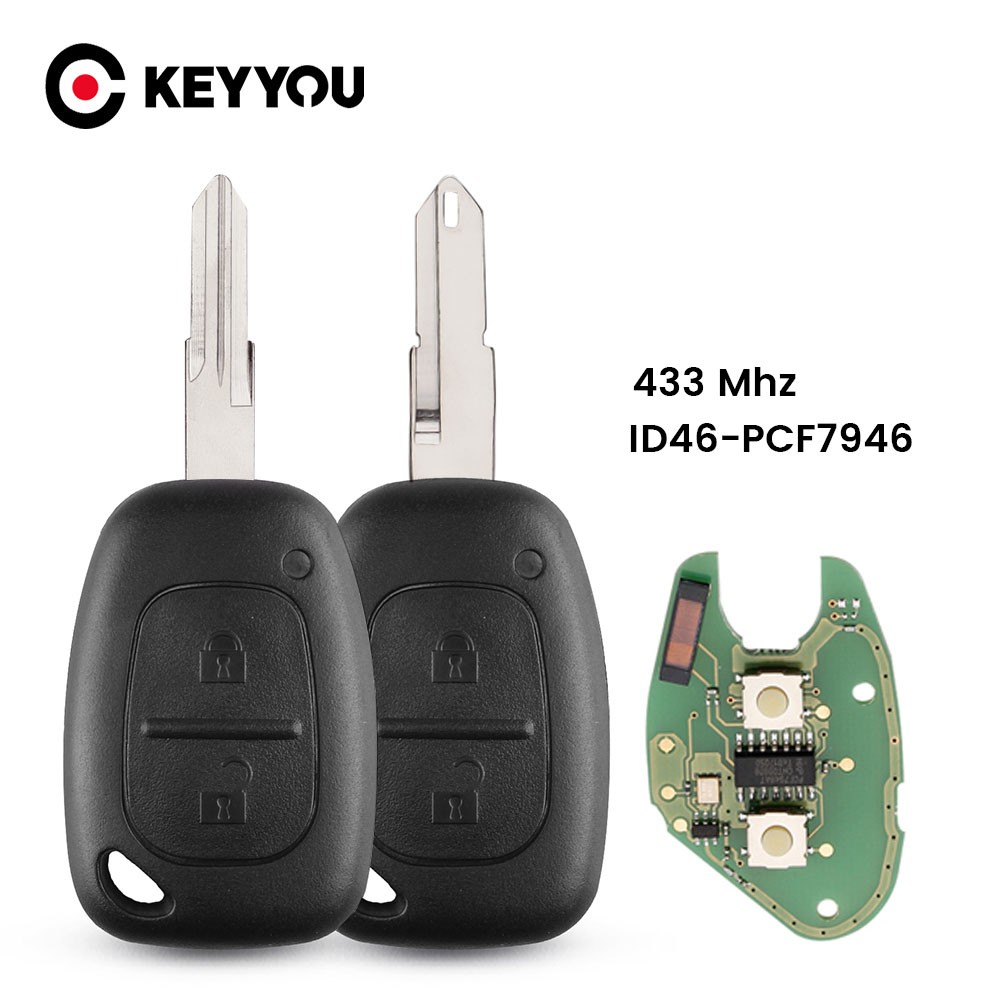 KEYYOU 2 Button Car Remote Key 433mhz ID46-PCF7946 Chip For Renault Traffic Master Vivaro Movano Kangoo Ne72 VAC102 Blade