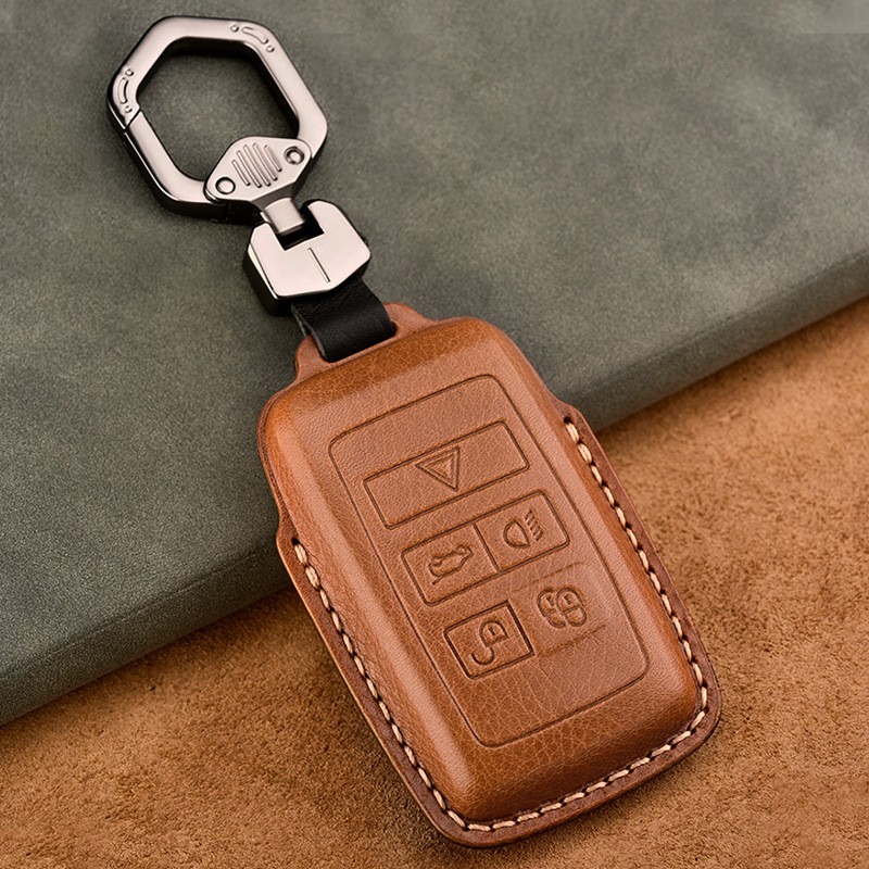 Luxury Genuine Leather Car Key Case For Jaguar Land Rover Evoque Sport Accessories Keychains Bag Holder Keyring Fob Shell