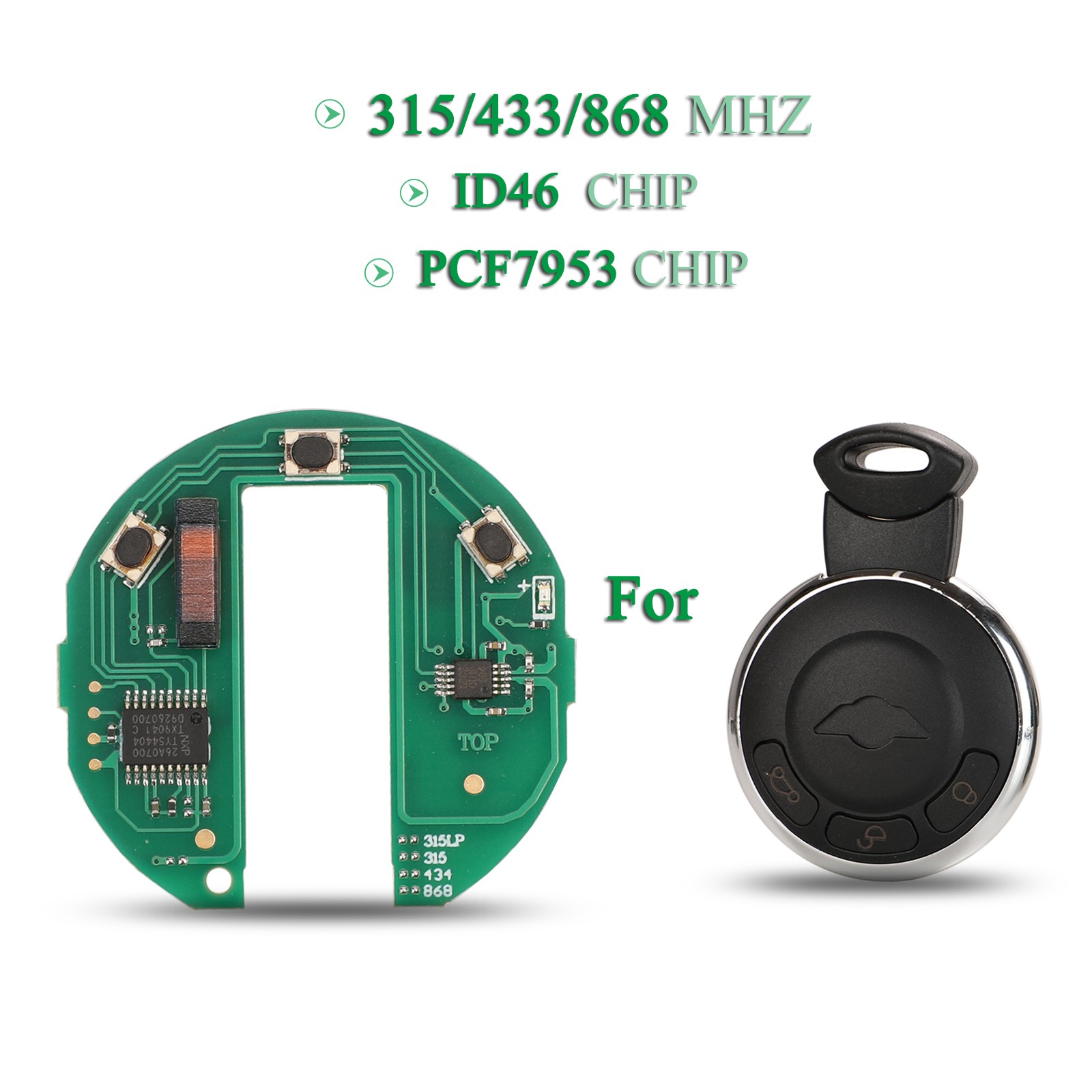 Bilchave For BMW MINI COOPER S ONE D Clubman Countryman Cabrio Remote Circuit Board ID46 PCF7953 315/433/868MHz KR55WK49333