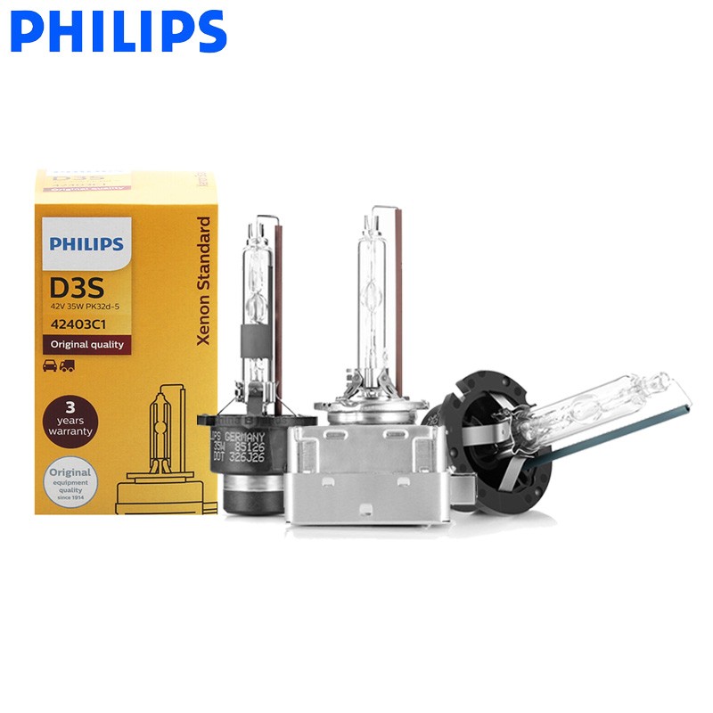 Philips HID D1S D2S D2R D3S D4S D5S 35W Xenon Standard 4200K Bright White Light Original Car Headlight ECE 100% Authentic, 1X