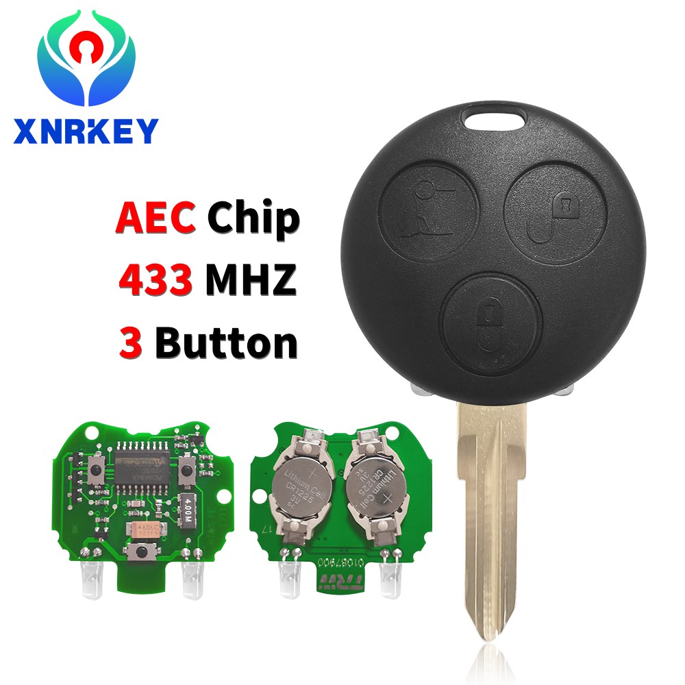 XNRKEY 3 Button Remote Key AEC Chip 433Mhz With 2 Infrared Lights For Benz Smart Fortwo Forfour Roadster City Passion Car Key