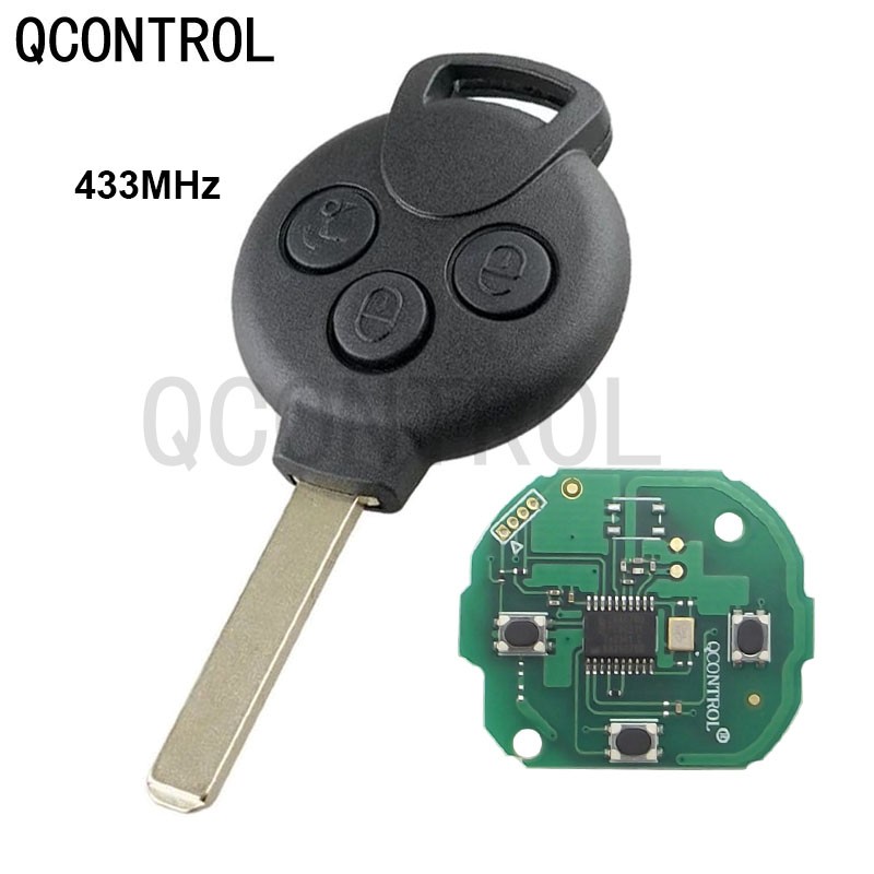 QCONTROL 433Mhz Complete Remote Key For Mercedes Benz Smart Fortwo 451 2007 2008 2009 2010 2011 2012 2013 PCF7941 Chip