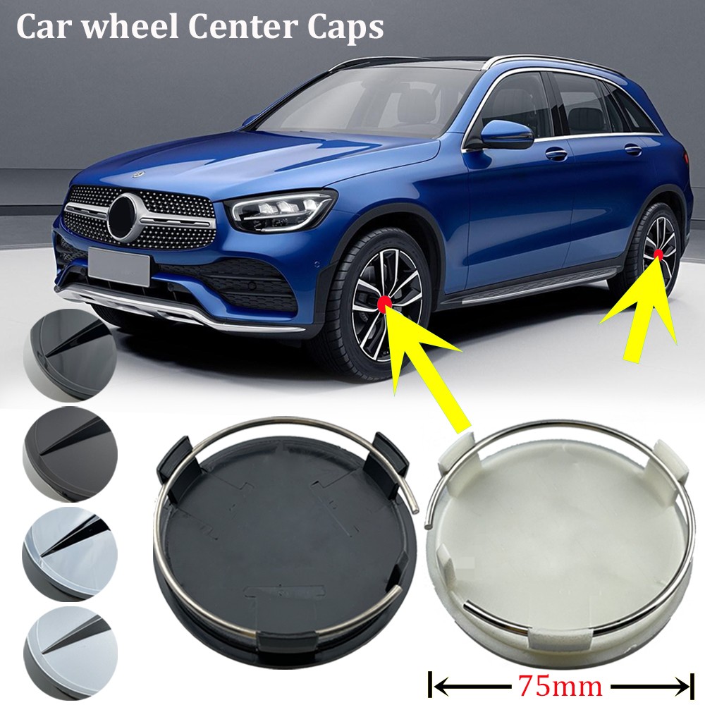 20pcs 75mm Glossy Black Silver Car Styling Wheel Center Cap Hub Covers Badge for Mercedes-Benz Car Accessories A1714000025