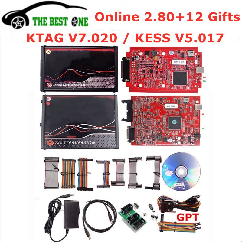 Unlimited 2.80 EU Red KTAG V7.020 4 LED 2.25 SW Online KESS V5.017 K-TAG 7.020 Master KESS 5.017 OBD2 Tuning ECU Programmer