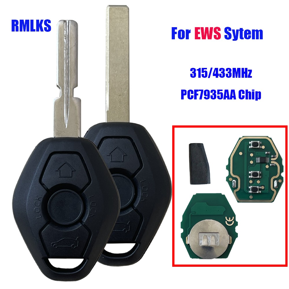 High Quality 3 Button Remote Key Fit For BMW E38 E39 E46 EWS System 433MHz 315MHz With PCF7935AA ID44 Chip Uncut Blade