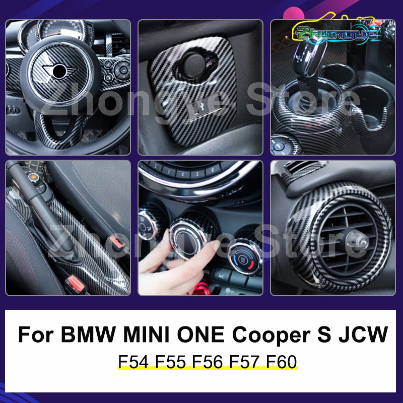 Modified Style Carbon Fiber Car Interior Stickers For Mini One Cooper S JCW Clubman F54 F55 F56 F57 F60 Countryman Accessories