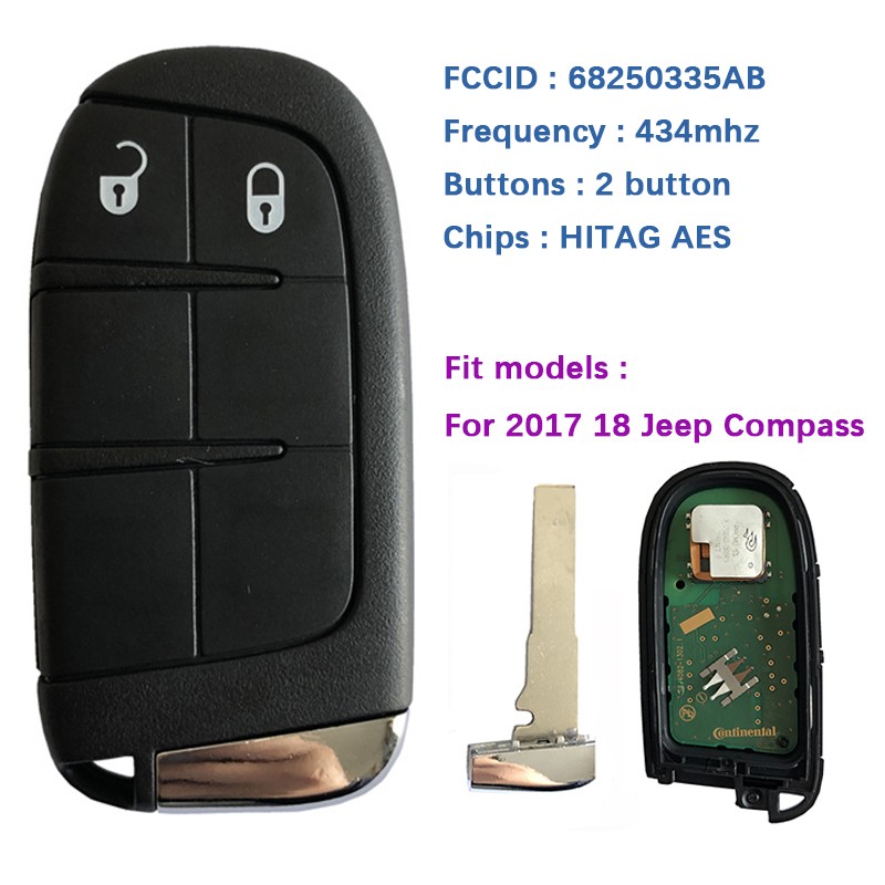 CN086028 Original 2 Buttons Pocket Smart Compass Remote Key With 433mhz 4A Keyless Entry Chip SIP22 Blade FCCID M3N-40821302