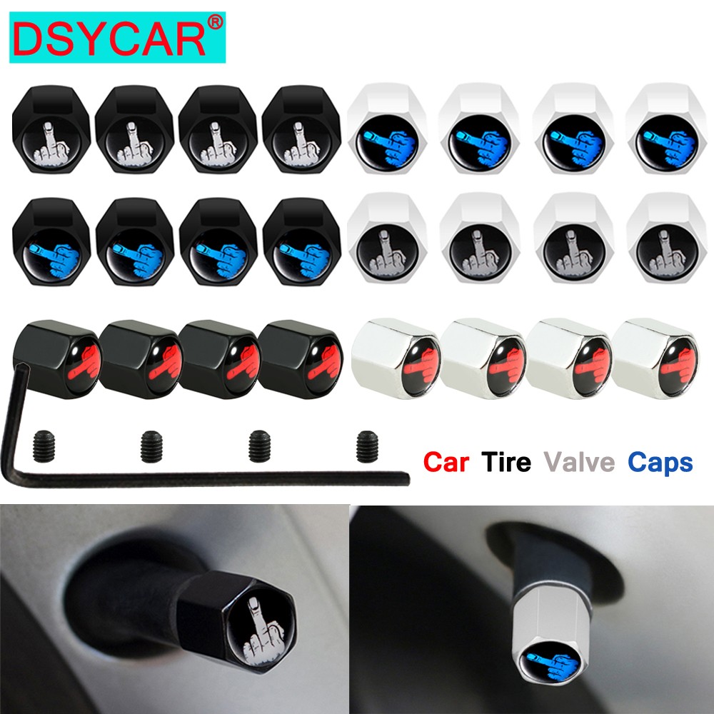 DSYCAR Alloy Anti-theft Tire Valve Rod Cover Tire Wheel Stem Air Valve Caps for Auto Cars