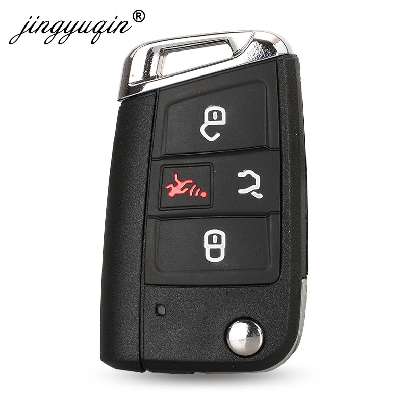 Jinyuqin Flip Folding Car Key Shell For Vw Seat Ibiza Skoda Superb Golf Mk7 Passat B8 Tiguan allspace Remote Key Case 4 Buttons