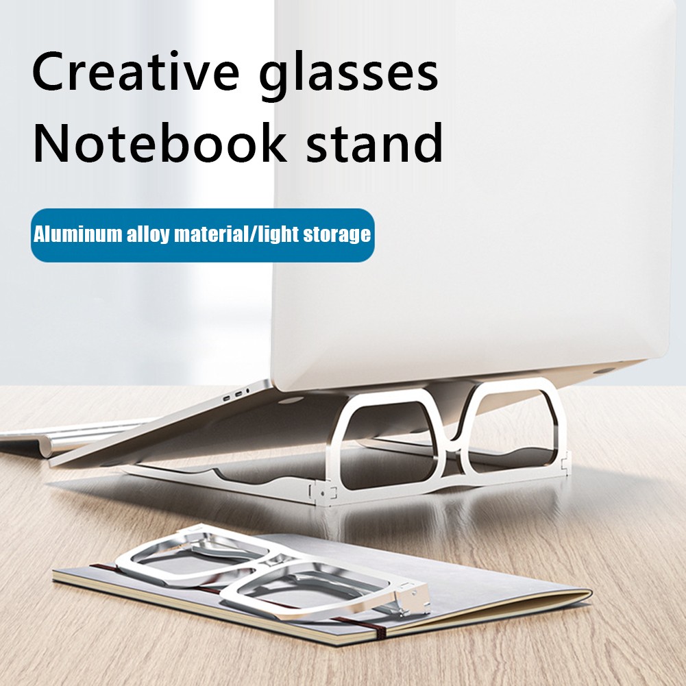 Universal Glasses Shaped Laptop Stand Aluminum Alloy Foldable Desktop Notebook Tablet Holder Kit for Home Office Supplies