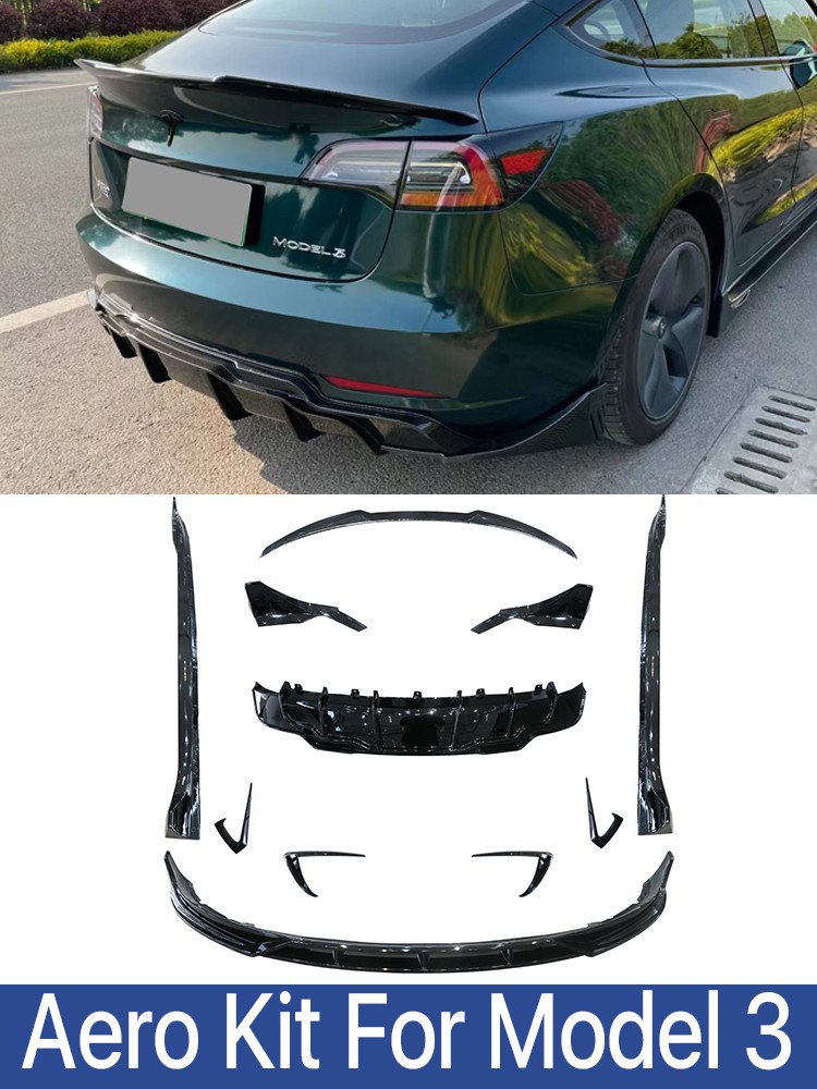 Carbon Fiber Body Kit Front Rear Diffuser Slot Side Vent Accessories For Tesla Model 3 Y 2016-2021 2018 2019 2020 2022