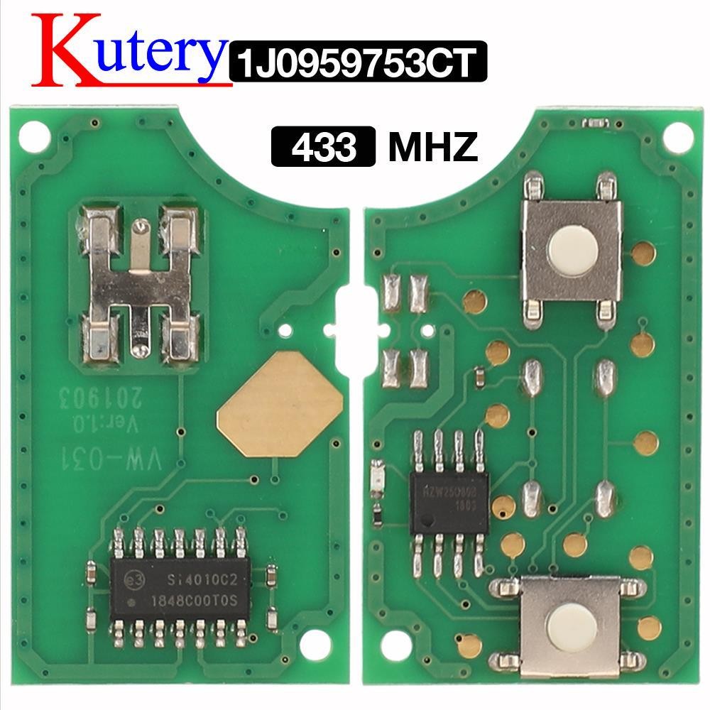 Kotri 433MHZ 2BTN 1J0959753CT 1J0959753DJ Remote Control Car Circuit Board Switch Fob for VW/VW Bora Polo Golf MK4