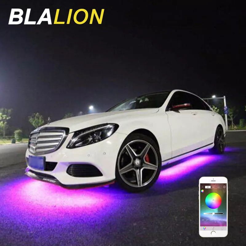 LED Car Underwater Lights Remote/APP Control Chassis Neon Lights RGB Flexible Strips Atmosphere Lamp Underwater System