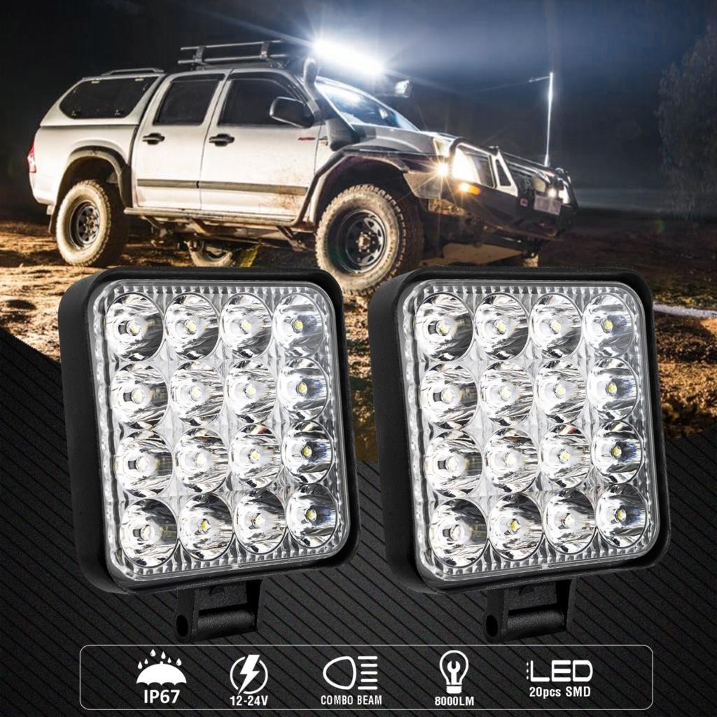 2x LED Work Light Bar 48W Spot Flood Light Driving Daytime Running Work Lamp Home Lighting Garden Backyard Garage