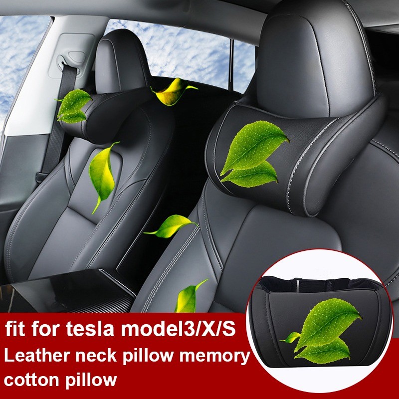 For Tesla Model 3S X 2022 Car Seat Headrest Neck Seat Cushion PU Leather Head Support Headrest Head Cushion For Tesla Model 3