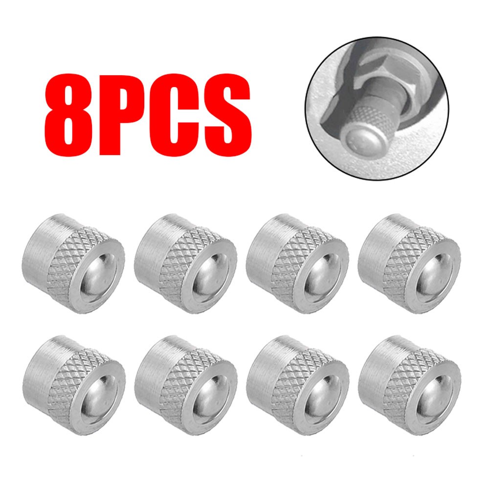 8pcs/set 8mm Car Valve Caps Metal Short Gasket Premium Tire Valve Cap Car Cap Cap Car Tire Wheel Valves Tire Stem Air Caps