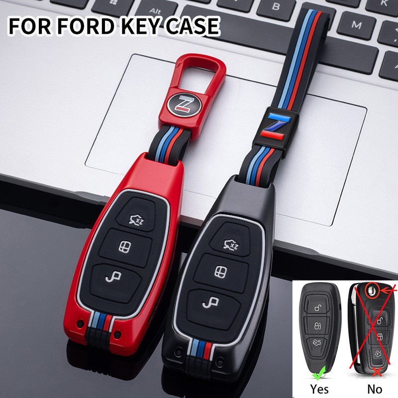 1x Zinc Alloy Car Key Cover For Ford Transit Custom Mondeo Fiesta Kuga ST Line MK3 Focus 3 Station Wagon Ecosport 3 Button Key