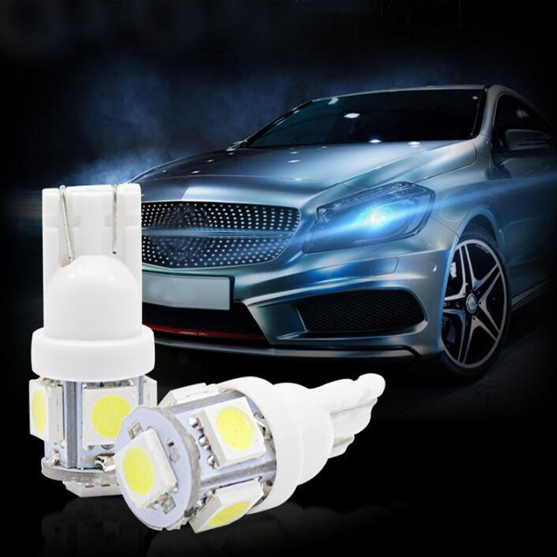 10pcs/set DC T10 5050 5SMD Car Reading Dome Light Car LED 12V Mobile License Plate Light Car Wedge Interior Side Marker Light