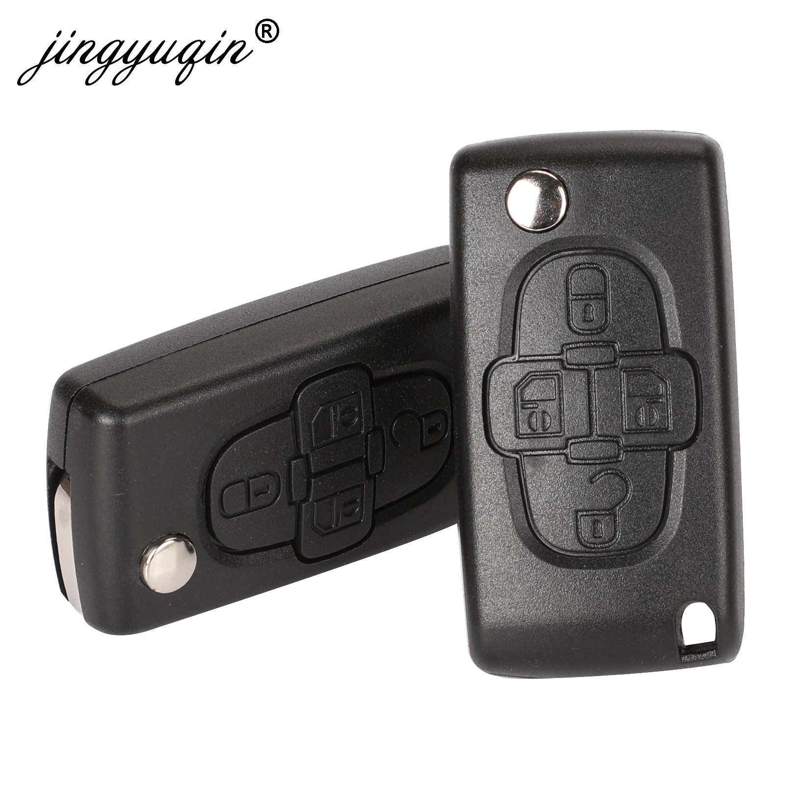 jingyuqin 4 Buttons Flip Folding Remote Key Fob Case Shell Fob For Peugeot 1007 Citroen C8 Uncut VA2 Hu82 Blade CE0523 Replacement