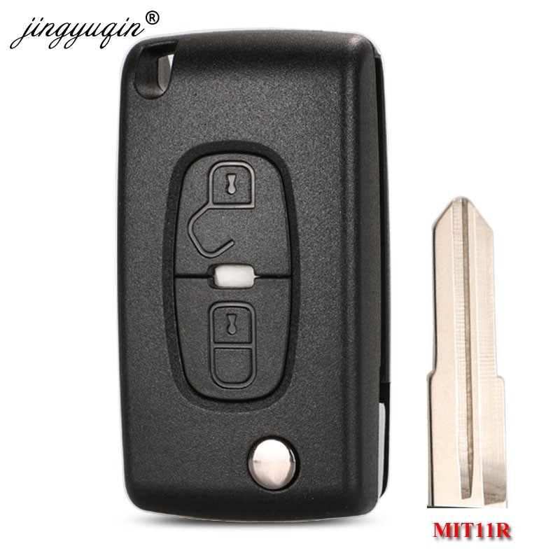 jingyuqin For Peugeot 4007 ET 4008 Citroen C-Crosser C4 Aircross 2 Button Flip Remote Key Case Cover Fob MIT-11R Blade CE1731