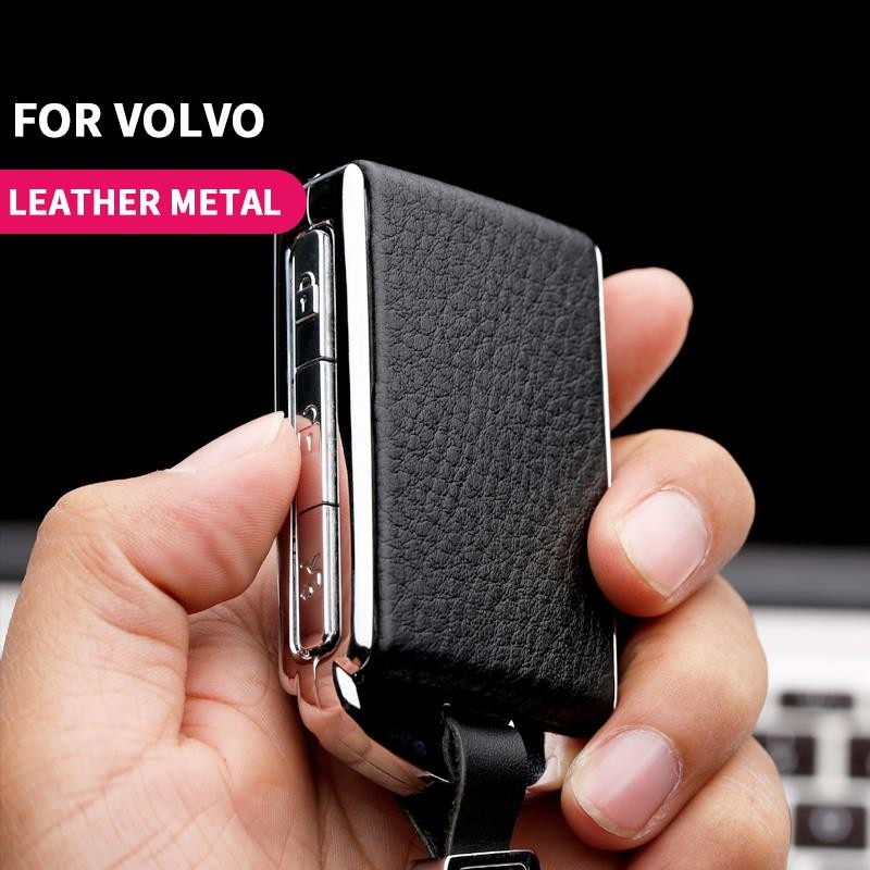 leather Metal Car Key Cover For Volvo XC40 XC60 S90 XC90 V90 T5 T6 T8 Polestar 2 Key Protect keychain Car Key Holder Car Key Case