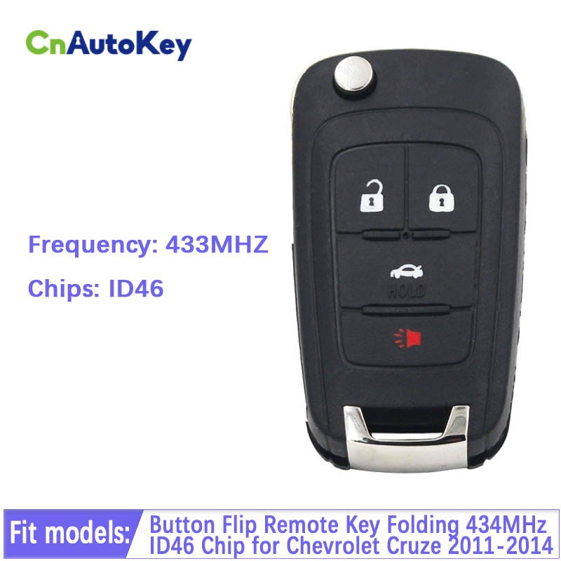 CN014007 Aftermarket For Chevrolet Cruze Equinox Camaro 2011-2014 With 4 Button Flip Remote Folding Key ID46 Chip 434MHz